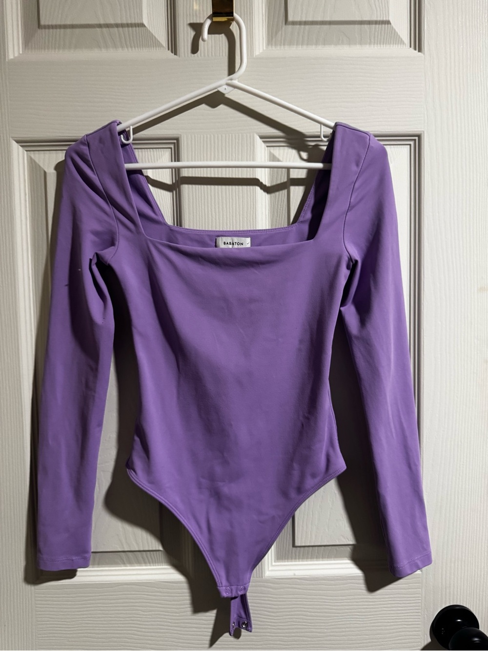 Babaton Lavender Square-Neck Long Sleeve Bodysuit